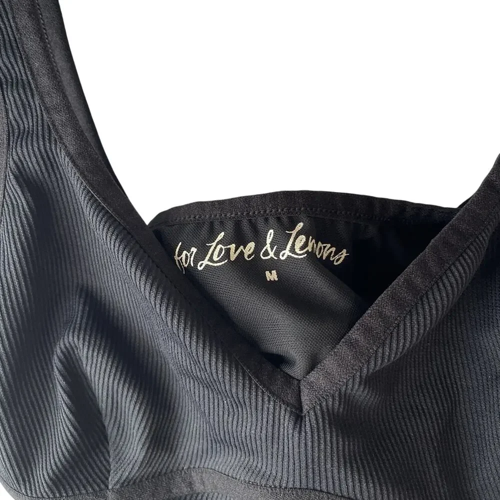 For Love & Lemons Black Medium Push Up Wide Straps Swim Bikini Top